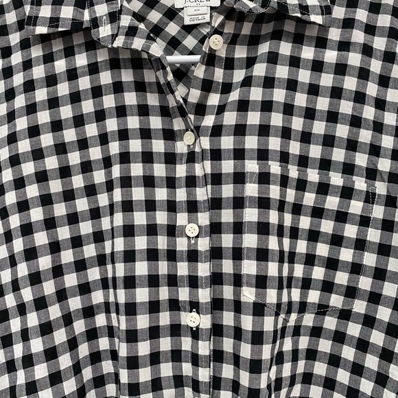 J Crew Gingham Tie Front Button up - Picture 2 of 7